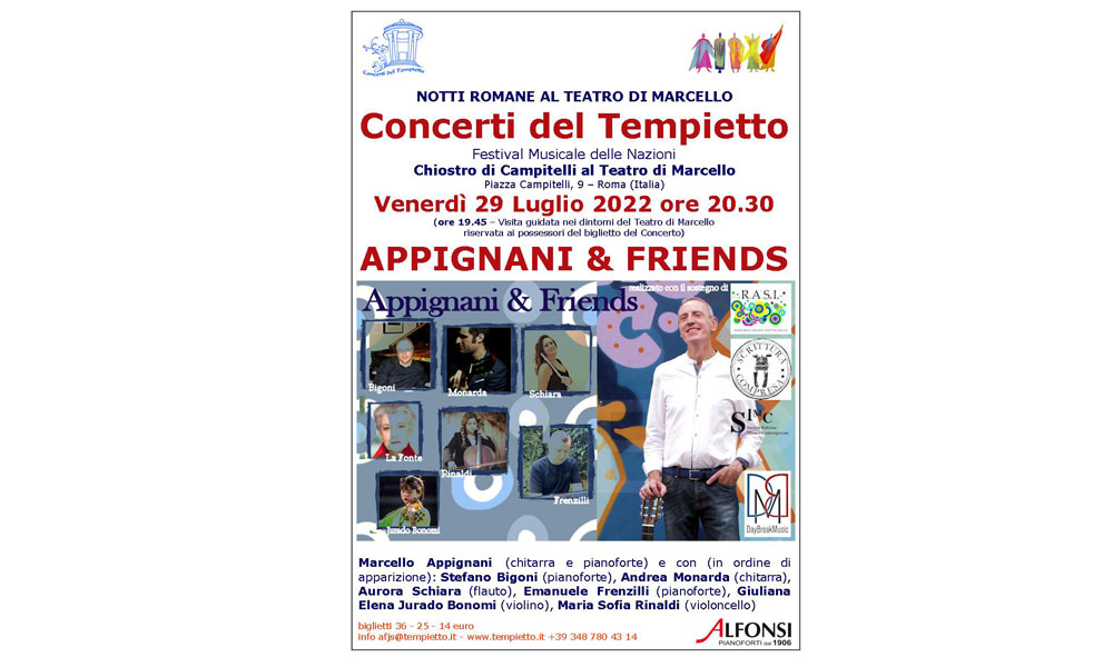 “Appignani & Friends” evento speciale al Chiostro di Campitelli al Teatro di Marcello di Roma